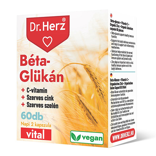 Dr. Herz Béta-glükán + C-vitamin + cink + szelén kapszula - 60db