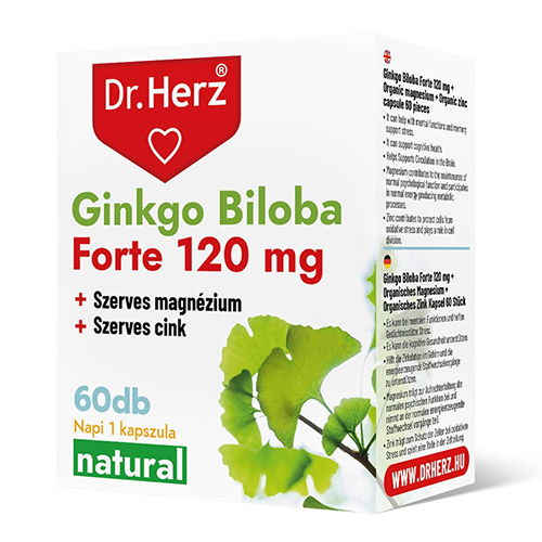 Dr. Herz Ginkgo Biloba Forte 120mg + Szerves Magnézium + Szerves Cink kapszula – 60db