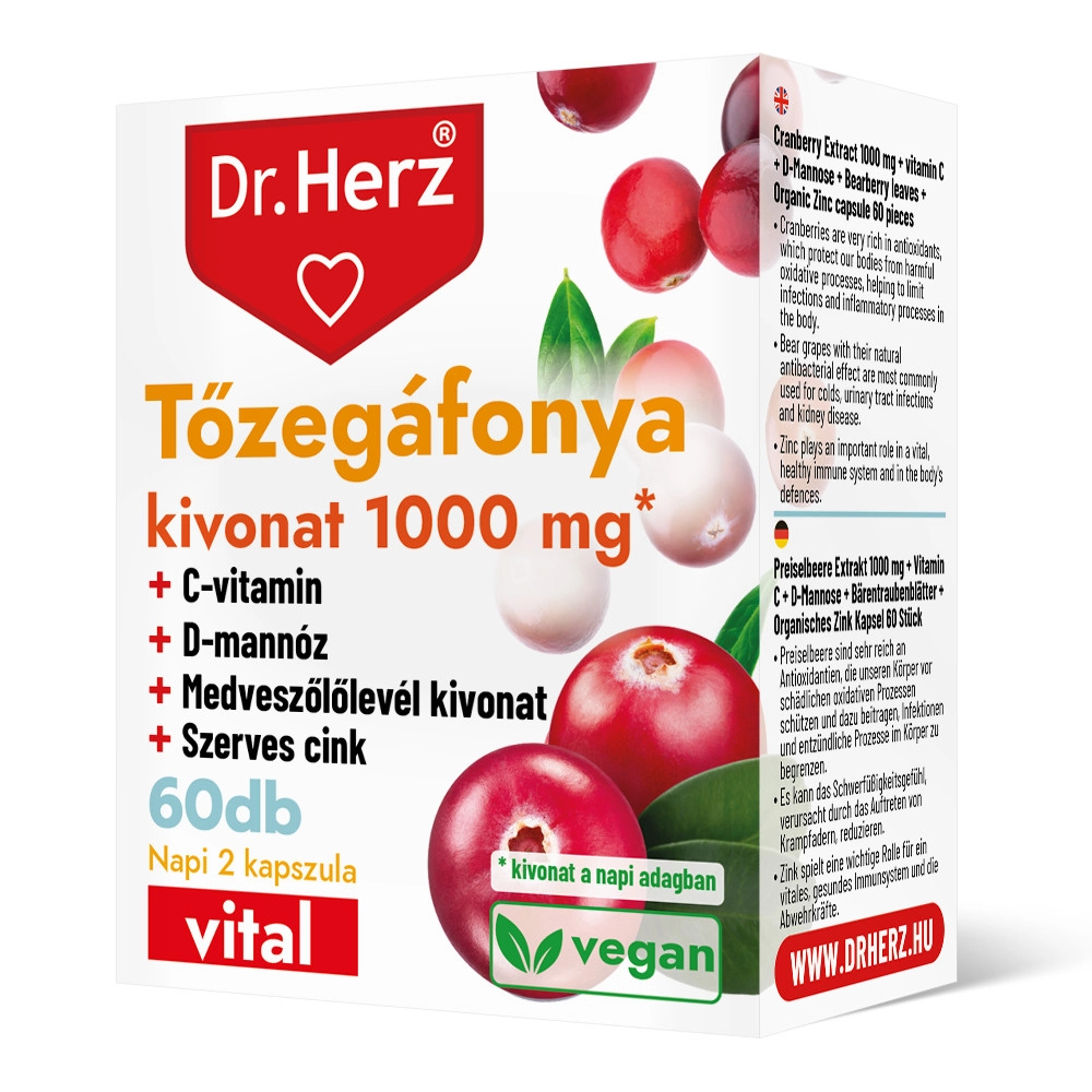 dr-herz-tozegafonya-kivonat.webp Dr. Herz Tőzegáfonya kivonat kapszula D-mannózzal és medveszőlőlevél kivonattal - 60db