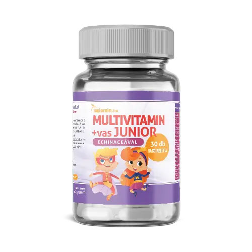 Netamin Junior Multivitamin + vas rágótabletta echinaceával - 30db