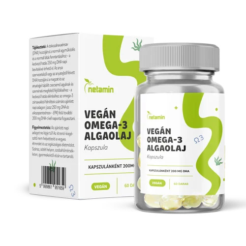 netamin-vegan-omega3-algaolaj-kapszula.jpg Netamin Vegán Omega-3 algaolaj kapszula - 60db
