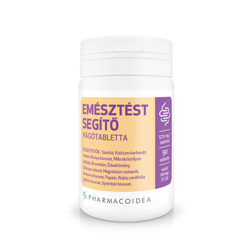 pharmacoidea-emesztest-segito-ragotabletta.jpg Pharmacoidea Emésztést segítő rágótabletta - 90db