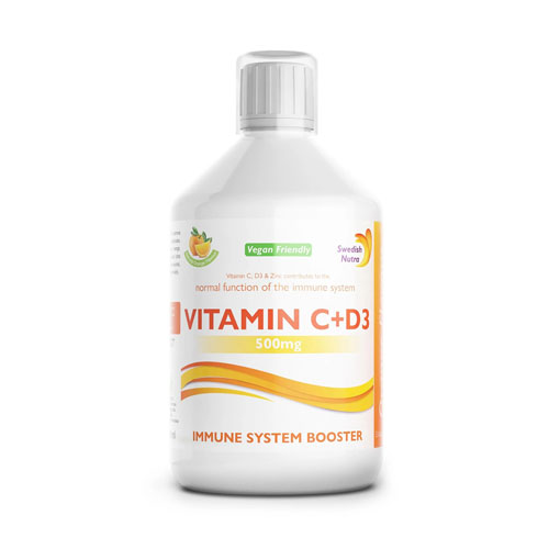 swedish-nutra-c-d-vitamin-500ml.jpg Swedish Nutra C+D3 folyékony vitamin cinkkel - 500ml
