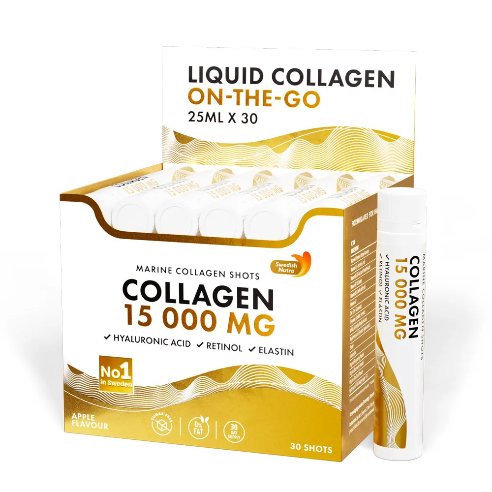 swedish-nutra-halkollagen-ivoampulla.webp Swedish Nutra Marine Collagen IVÓAMPULLA 15000mg extra adag folyékony halkollagén retinollal - 30x25ml