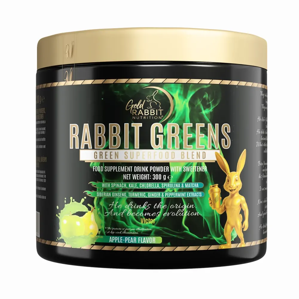 Gold Rabbit Rabbit Greens vitalizáló zöld italpor körte-alma ízben - 300g