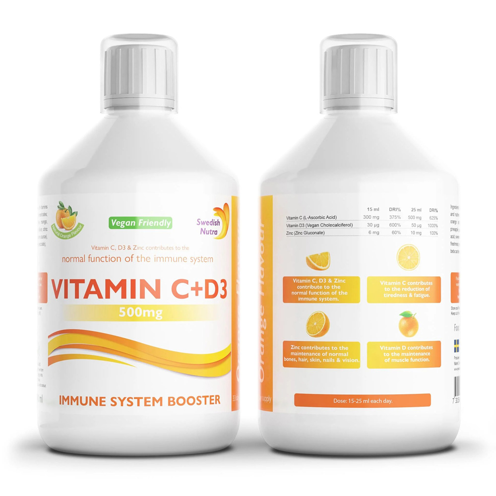 Swedish Nutra C+D3 folyékony vitamin cinkkel - 500ml