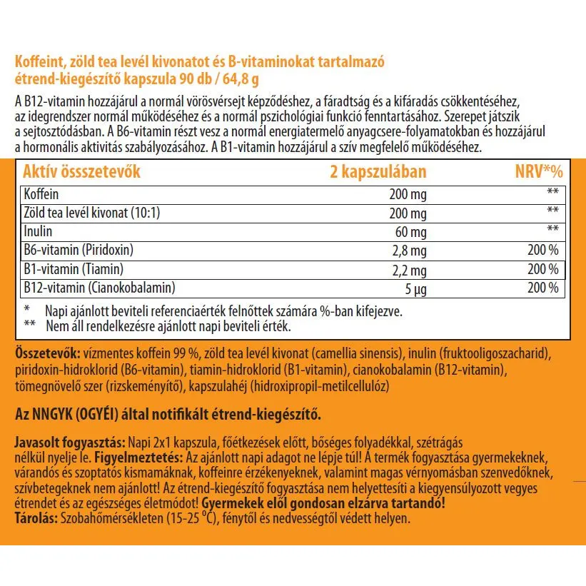One Life Sport Koffein + B-vitaminok kapszula - 90db