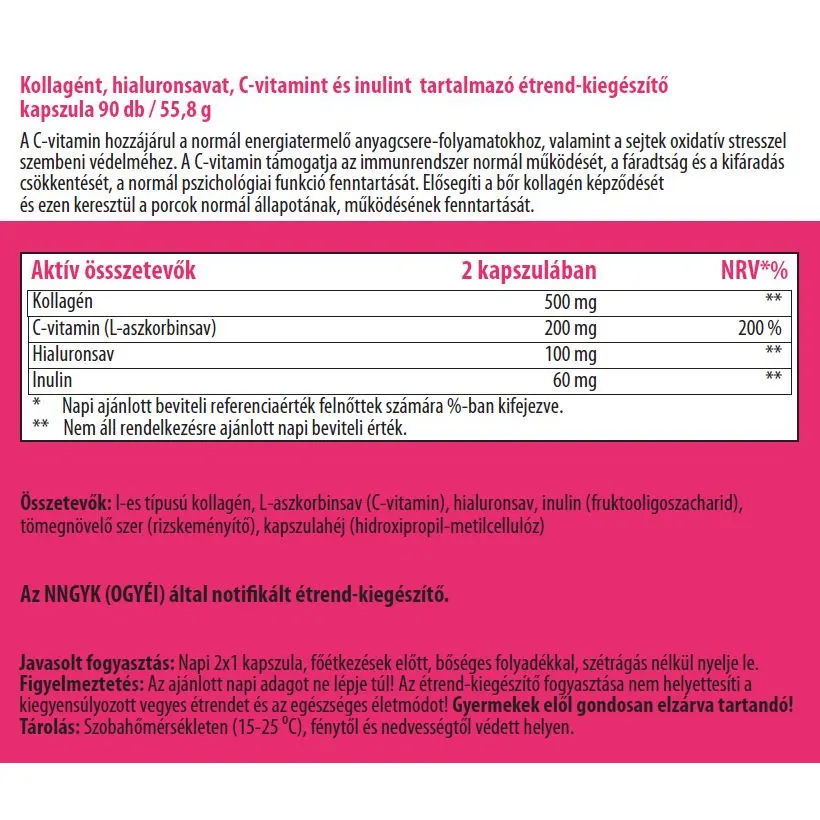 One Life Beauty Kollagén-Hialuron Komplex kapszula - 90db